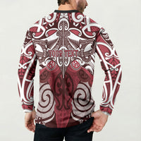 Personalised Maori Te Arawa Button Sweatshirt Silver Fern Kowhaiwhai Art