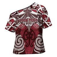 Personalised Maori Te Arawa Cross Shoulder Shirt Silver Fern Kowhaiwhai Art