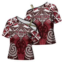 Personalised Maori Te Arawa Cross Shoulder Shirt Silver Fern Kowhaiwhai Art
