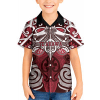Personalised Maori Te Arawa Kid Hawaiian Shirt Silver Fern Kowhaiwhai Art