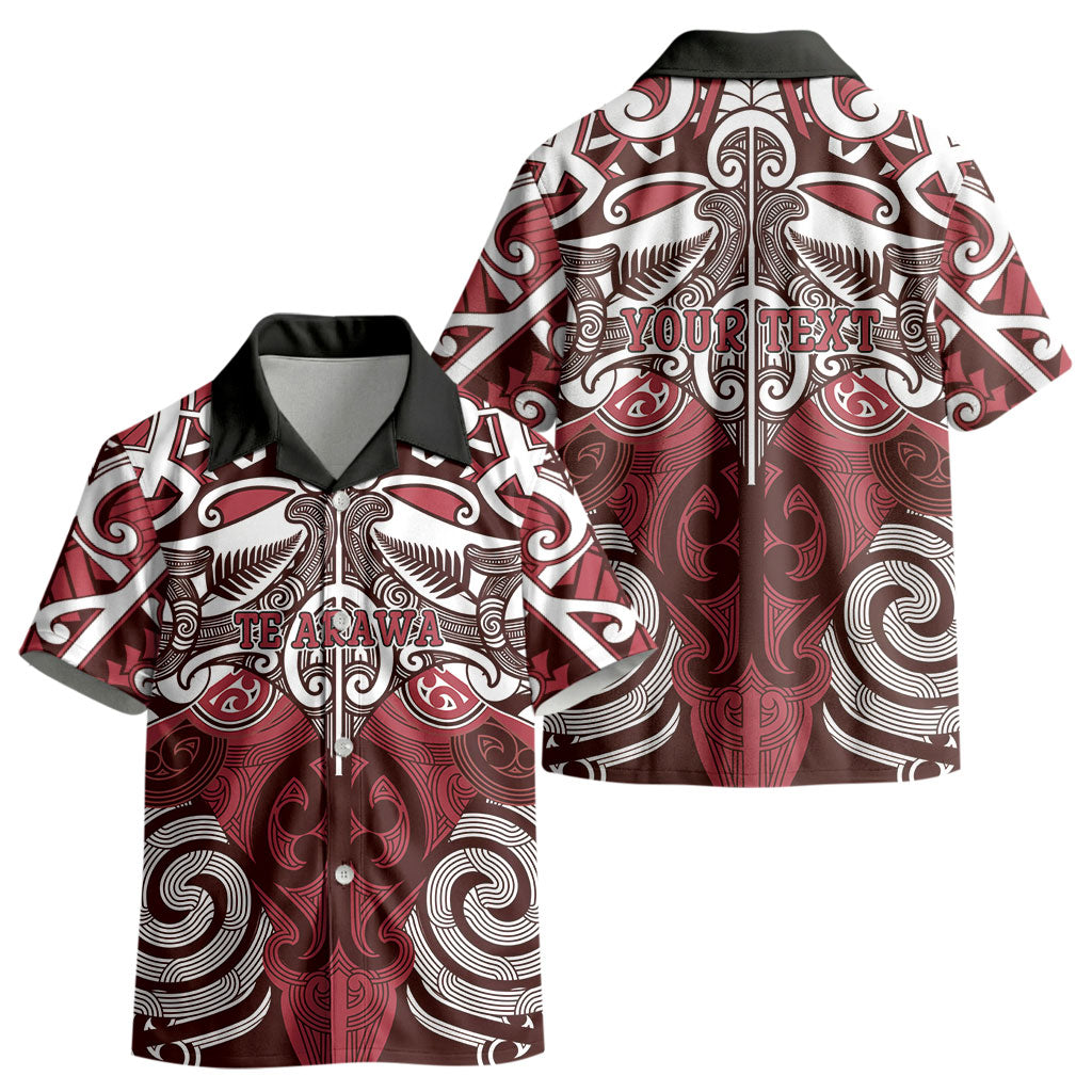 Personalised Maori Te Arawa Kid Hawaiian Shirt Silver Fern Kowhaiwhai Art