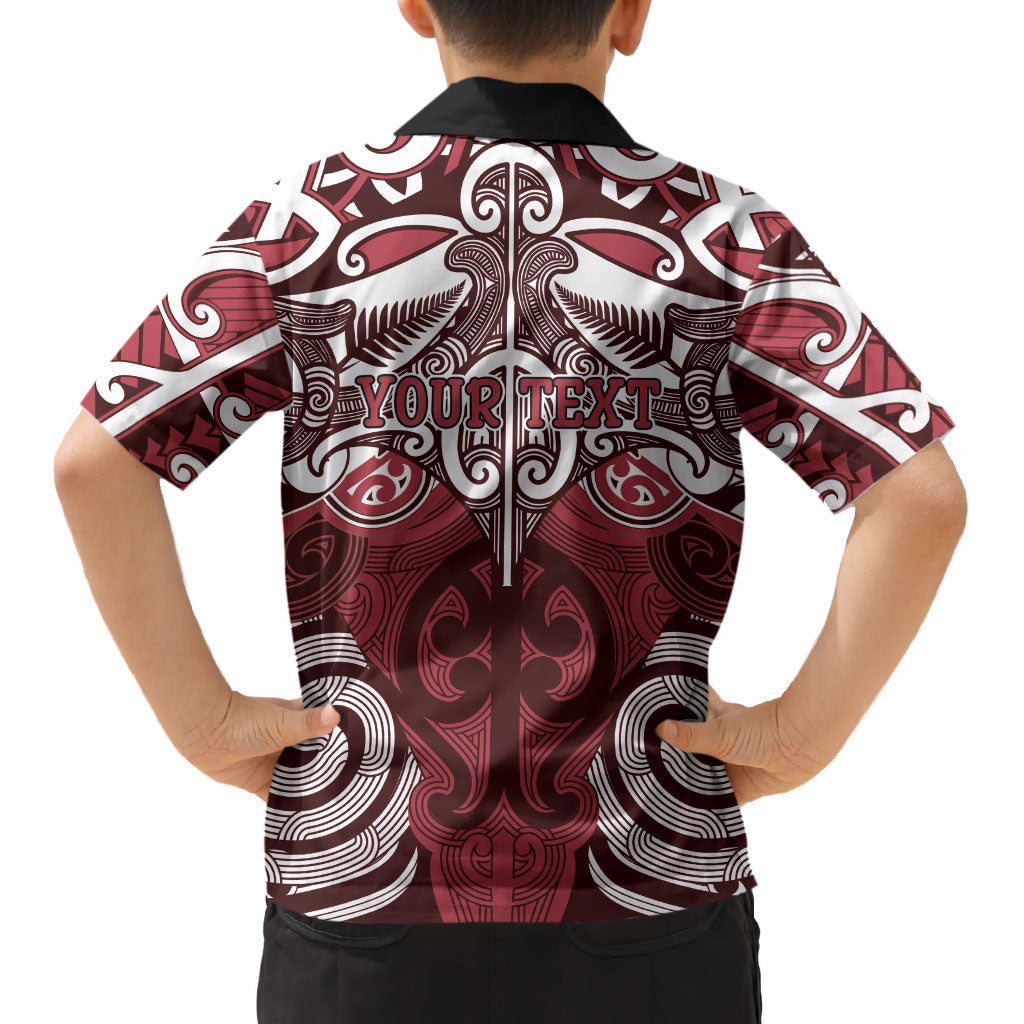 Personalised Maori Te Arawa Kid Hawaiian Shirt Silver Fern Kowhaiwhai Art