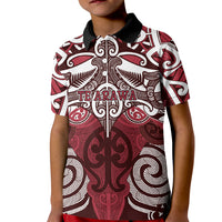 Personalised Maori Te Arawa Kid Polo Shirt Silver Fern Kowhaiwhai Art