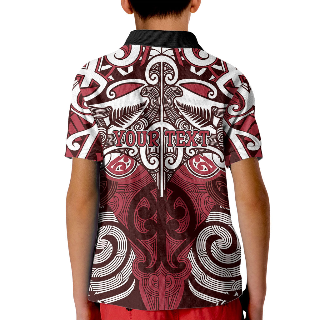 Personalised Maori Te Arawa Kid Polo Shirt Silver Fern Kowhaiwhai Art