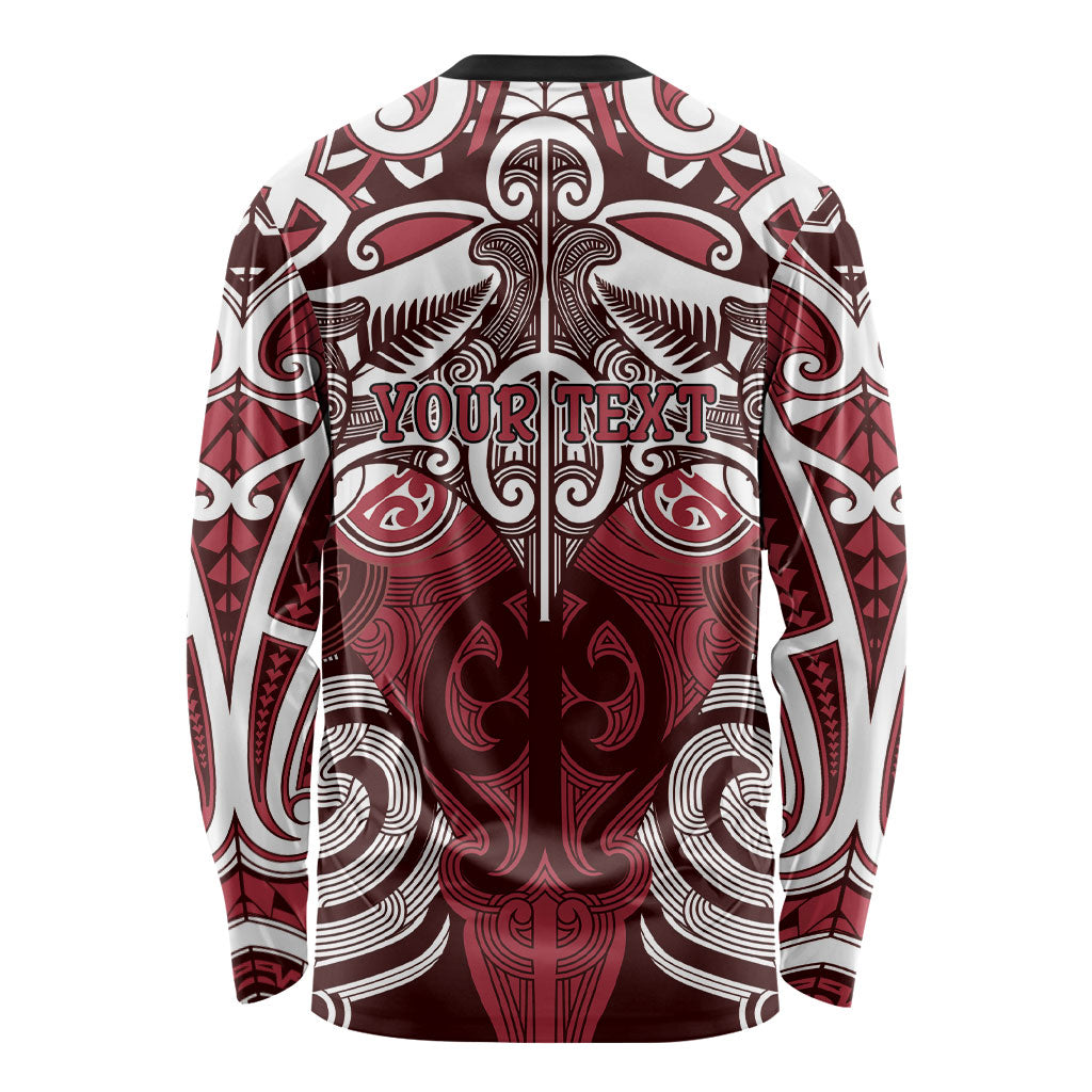 Personalised Maori Te Arawa Long Sleeve Shirt Silver Fern Kowhaiwhai Art