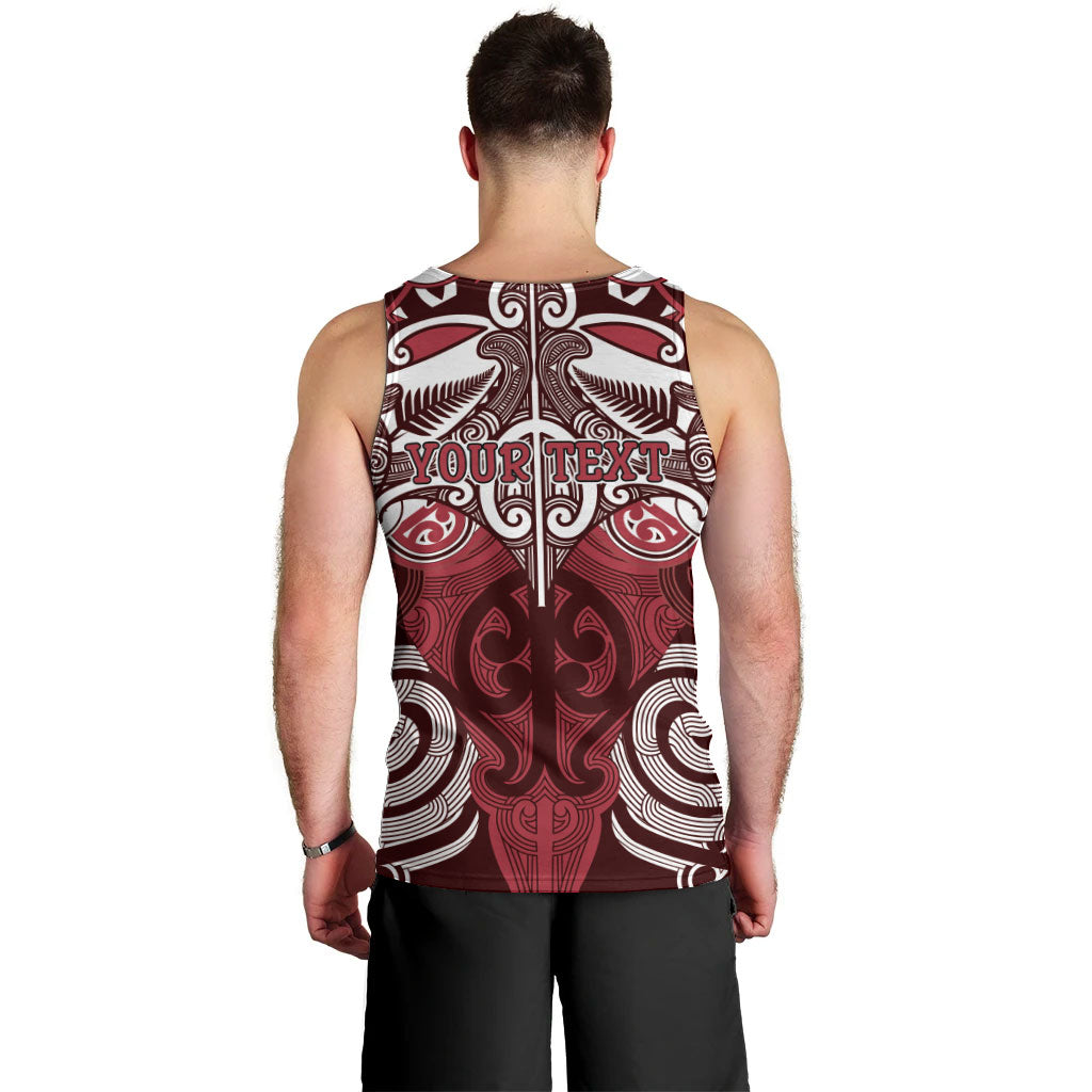 Personalised Maori Te Arawa Men Tank Top Silver Fern Kowhaiwhai Art