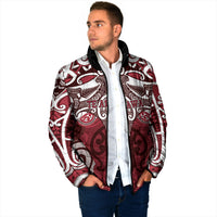 Personalised Maori Te Arawa Padded Jacket Silver Fern Kowhaiwhai Art