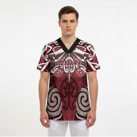 Personalised Maori Te Arawa Scrub Top Silver Fern Kowhaiwhai Art