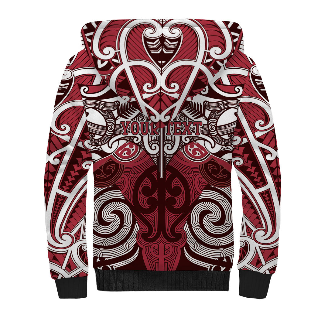 Personalised Maori Te Arawa Sherpa Hoodie Silver Fern Kowhaiwhai Art