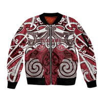 Personalised Maori Te Arawa Sleeve Zip Bomber Jacket Silver Fern Kowhaiwhai Art