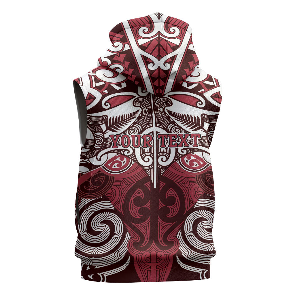Personalised Maori Te Arawa Sleeveless Hoodie Silver Fern Kowhaiwhai Art
