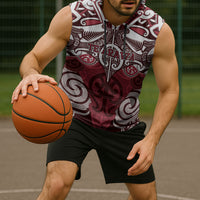 Personalised Maori Te Arawa Sleeveless Hoodie Silver Fern Kowhaiwhai Art
