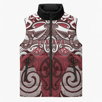 Personalised Maori Te Arawa Sleeveless Puffer Jacket Silver Fern Kowhaiwhai Art