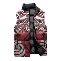 Personalised Maori Te Arawa Sleeveless Puffer Jacket Silver Fern Kowhaiwhai Art