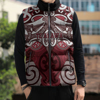 Personalised Maori Te Arawa Sleeveless Puffer Jacket Silver Fern Kowhaiwhai Art