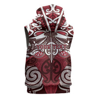 Personalised Maori Te Arawa Sleeveless Zip Hoodie Silver Fern Kowhaiwhai Art
