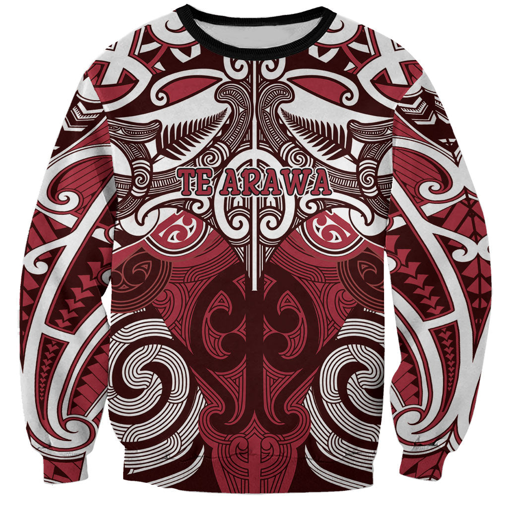 Personalised Maori Te Arawa Sweatshirt Silver Fern Kowhaiwhai Art