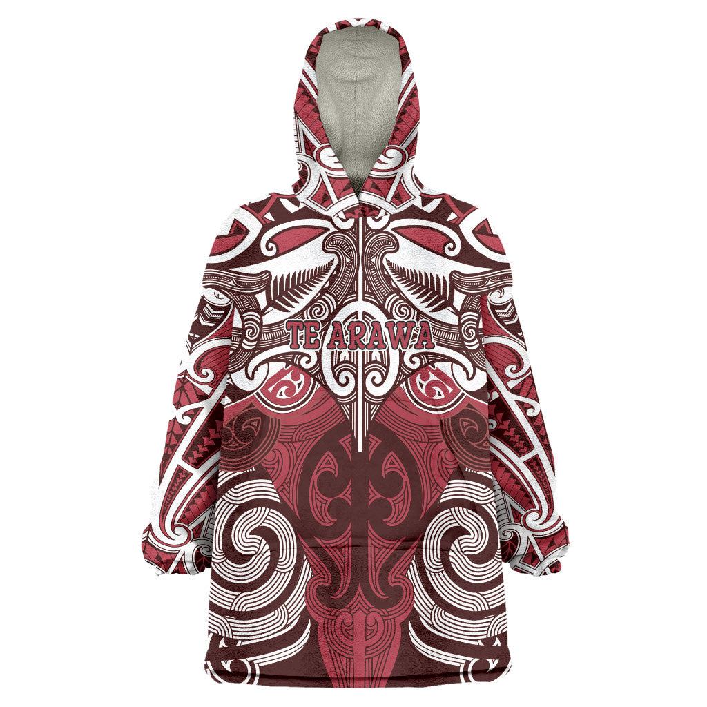 Personalised Maori Te Arawa Wearable Blanket Hoodie Silver Fern Kowhaiwhai Art