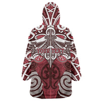 Personalised Maori Te Arawa Wearable Blanket Hoodie Silver Fern Kowhaiwhai Art