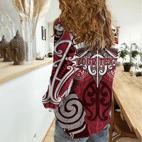 Personalised Maori Te Arawa Women Casual Shirt Silver Fern Kowhaiwhai Art