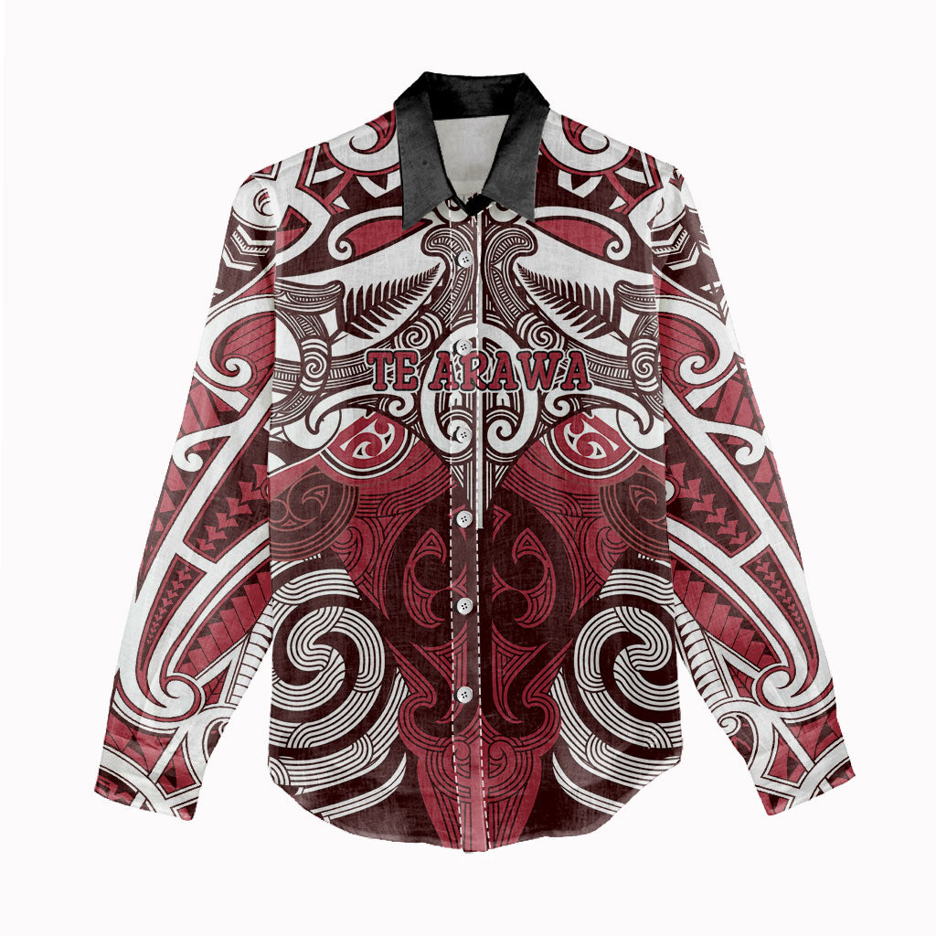 Personalised Maori Te Arawa Women Casual Shirt Silver Fern Kowhaiwhai Art