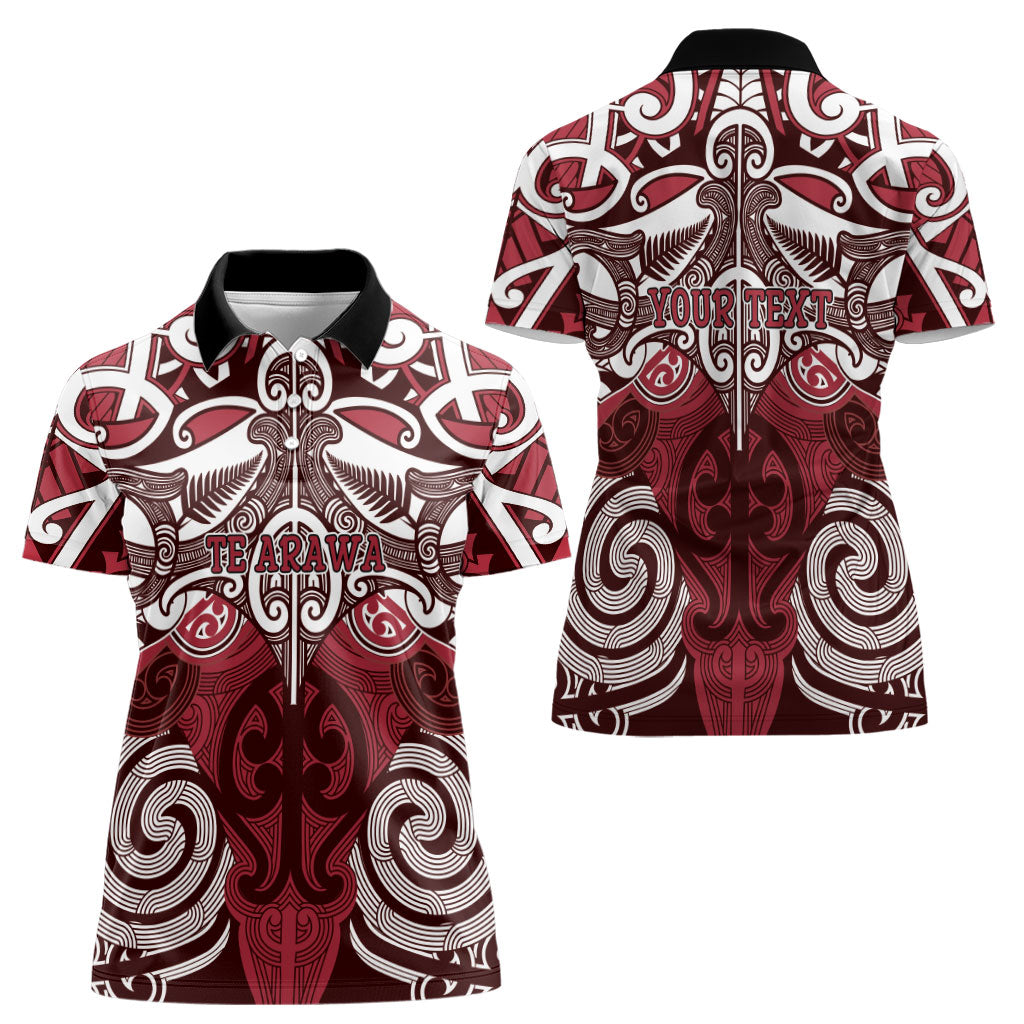 Personalised Maori Te Arawa Women Polo Shirt Silver Fern Kowhaiwhai Art