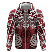 Personalised Maori Te Arawa Zip Hoodie Silver Fern Kowhaiwhai Art