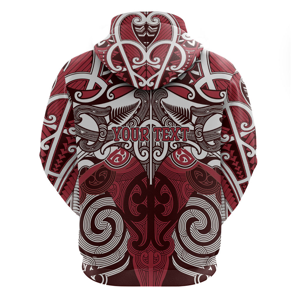 Personalised Maori Te Arawa Zip Hoodie Silver Fern Kowhaiwhai Art