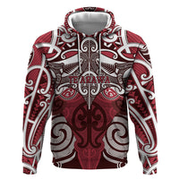Personalised Maori Te Arawa Zip Hoodie Silver Fern Kowhaiwhai Art