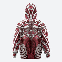 Personalised Maori Te Arawa Zip Hoodie Silver Fern Kowhaiwhai Art