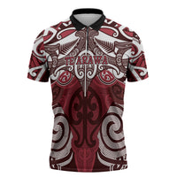 Personalised Maori Te Arawa Zipper Polo Shirt Silver Fern Kowhaiwhai Art