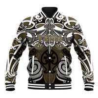 Personalised Maori Waikato Tainui Baseball Jacket Silver Fern Kowhaiwhai Art