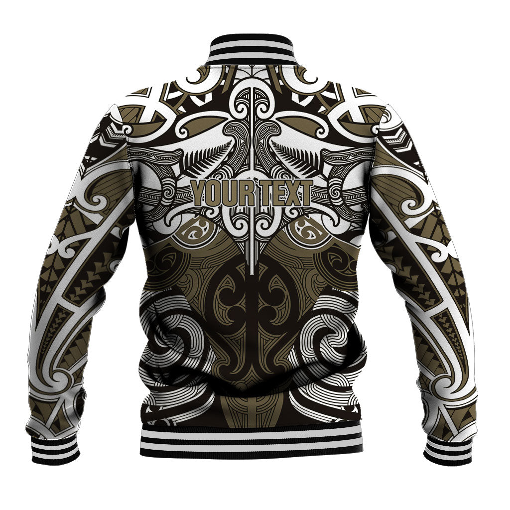 Personalised Maori Waikato Tainui Baseball Jacket Silver Fern Kowhaiwhai Art