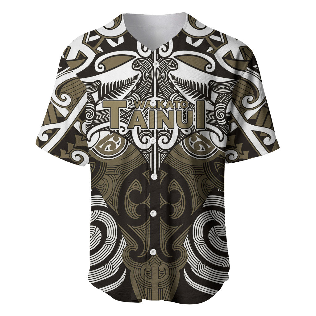 Personalised Maori Waikato Tainui Baseball Jersey Silver Fern Kowhaiwhai Art