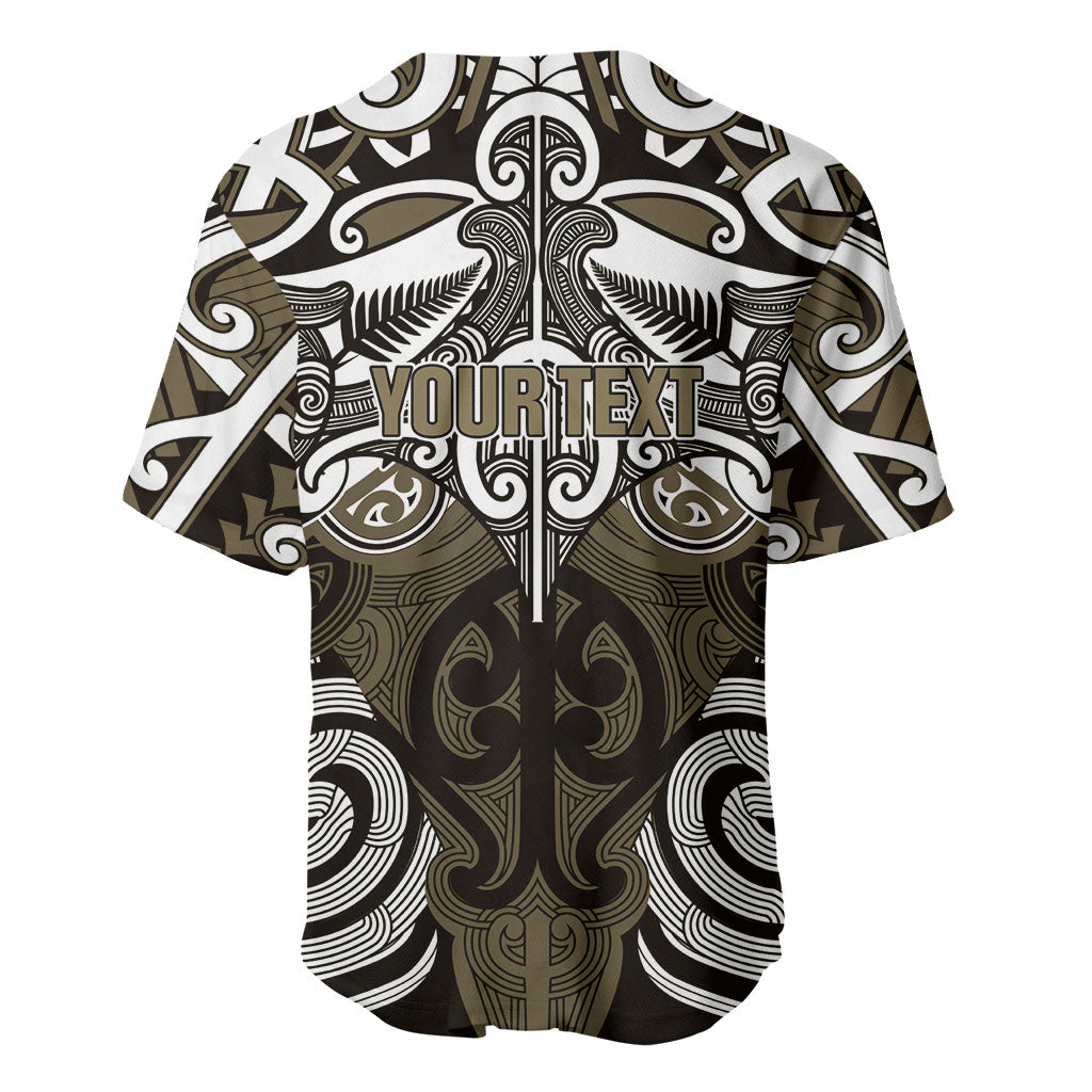 Personalised Maori Waikato Tainui Baseball Jersey Silver Fern Kowhaiwhai Art