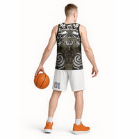 Personalised Maori Waikato Tainui Basketball Jersey Silver Fern Kowhaiwhai Art