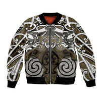 Personalised Maori Waikato Tainui Bomber Jacket Silver Fern Kowhaiwhai Art