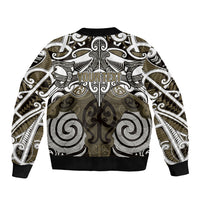 Personalised Maori Waikato Tainui Bomber Jacket Silver Fern Kowhaiwhai Art