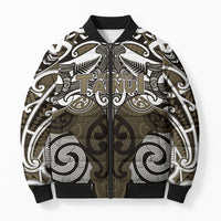 Personalised Maori Waikato Tainui Bomber Puffer Jacket Silver Fern Kowhaiwhai Art