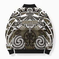 Personalised Maori Waikato Tainui Bomber Puffer Jacket Silver Fern Kowhaiwhai Art