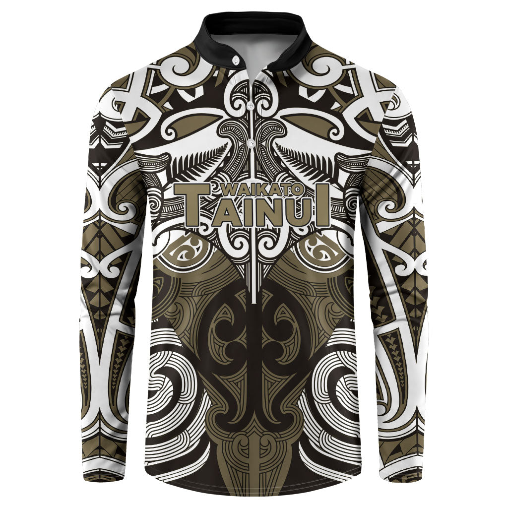 Personalised Maori Waikato Tainui Button Sweatshirt Silver Fern Kowhaiwhai Art