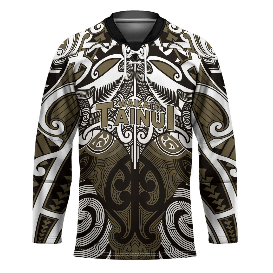 Personalised Maori Waikato Tainui Hockey Jersey Silver Fern Kowhaiwhai Art