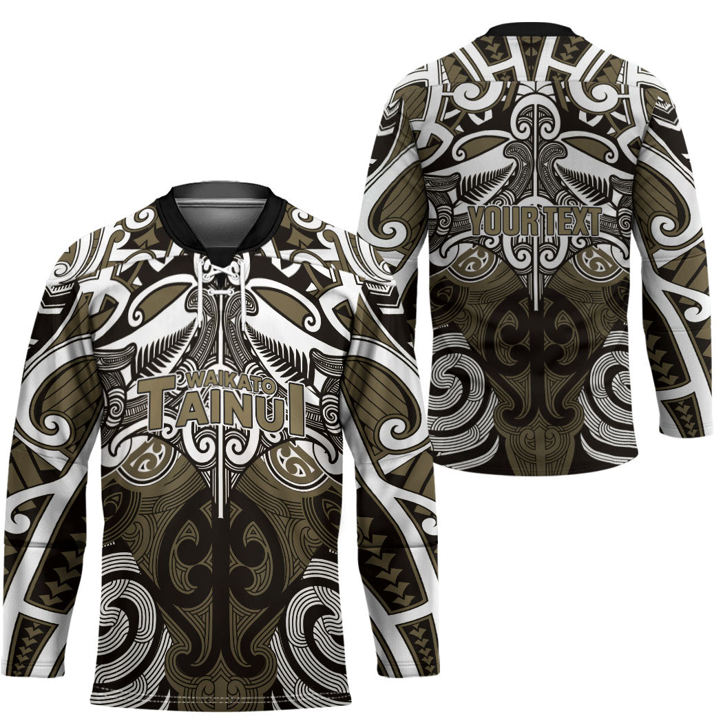 Personalised Maori Waikato Tainui Hockey Jersey Silver Fern Kowhaiwhai Art