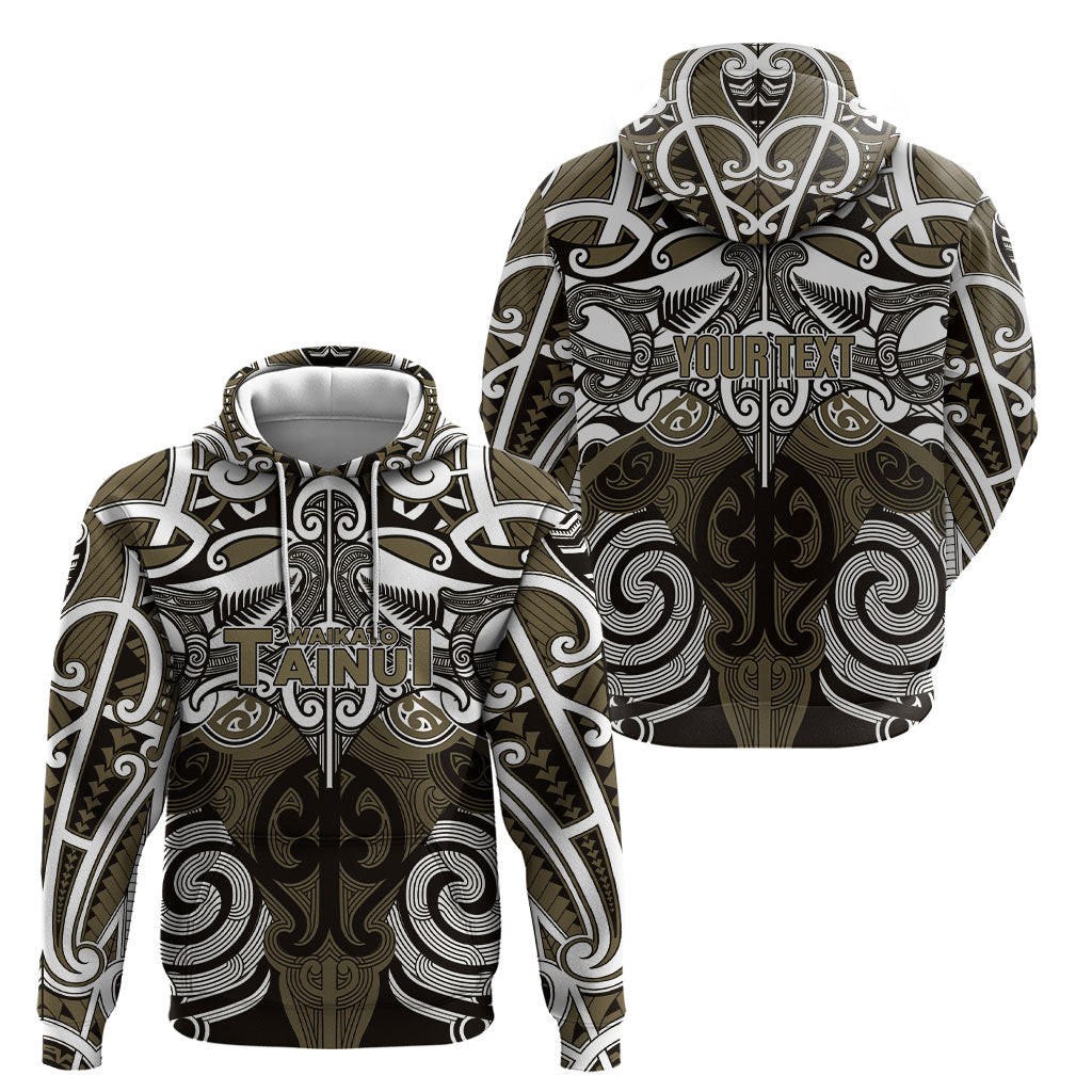 Personalised Maori Waikato Tainui Hoodie Silver Fern Kowhaiwhai Art