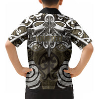 Personalised Maori Waikato Tainui Kid Hawaiian Shirt Silver Fern Kowhaiwhai Art