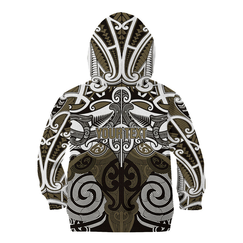 Personalised Maori Waikato Tainui Kid Hoodie Silver Fern Kowhaiwhai Art