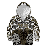 Personalised Maori Waikato Tainui Kid Hoodie Silver Fern Kowhaiwhai Art