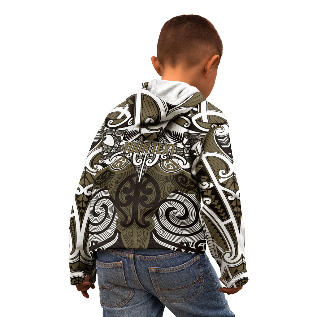 Personalised Maori Waikato Tainui Kid Hoodie Silver Fern Kowhaiwhai Art