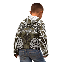 Personalised Maori Waikato Tainui Kid Hoodie Silver Fern Kowhaiwhai Art