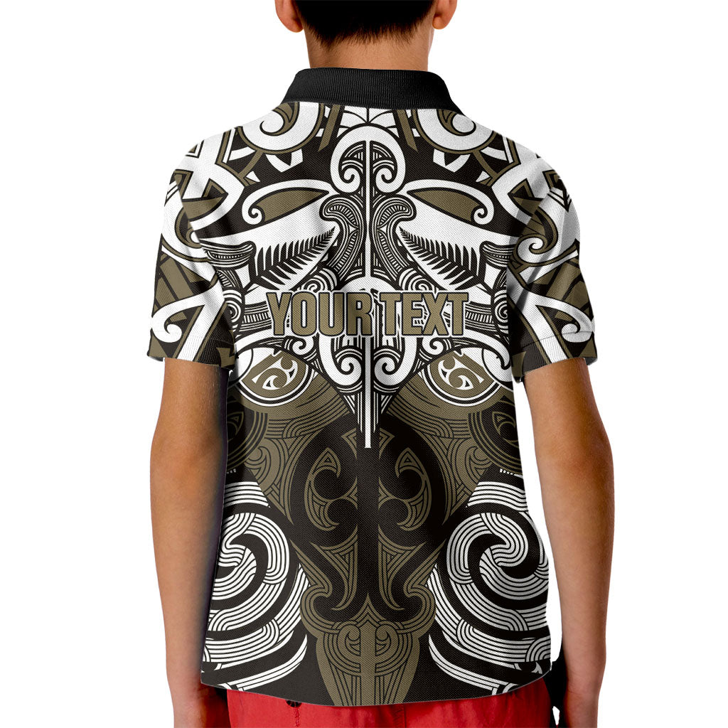 Personalised Maori Waikato Tainui Kid Polo Shirt Silver Fern Kowhaiwhai Art